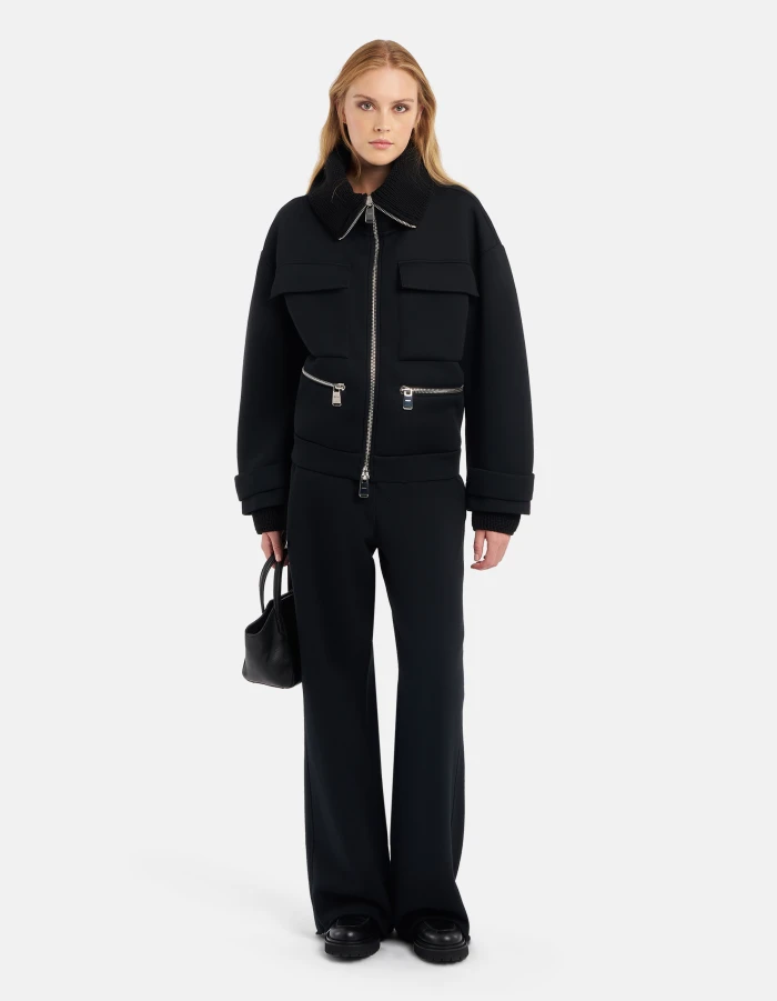 Pantaloni wide leg in felpa garzata