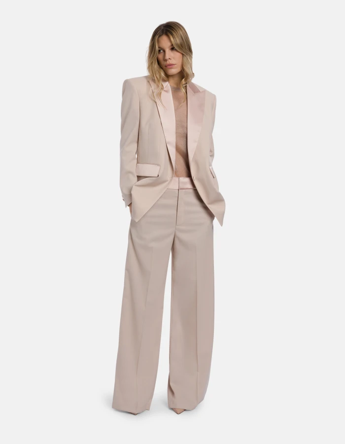Evelyn wide-leg trousers in wool-blend gabardine