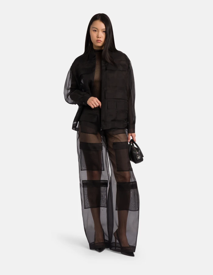 Daphne loose-fit trousers in silk organza