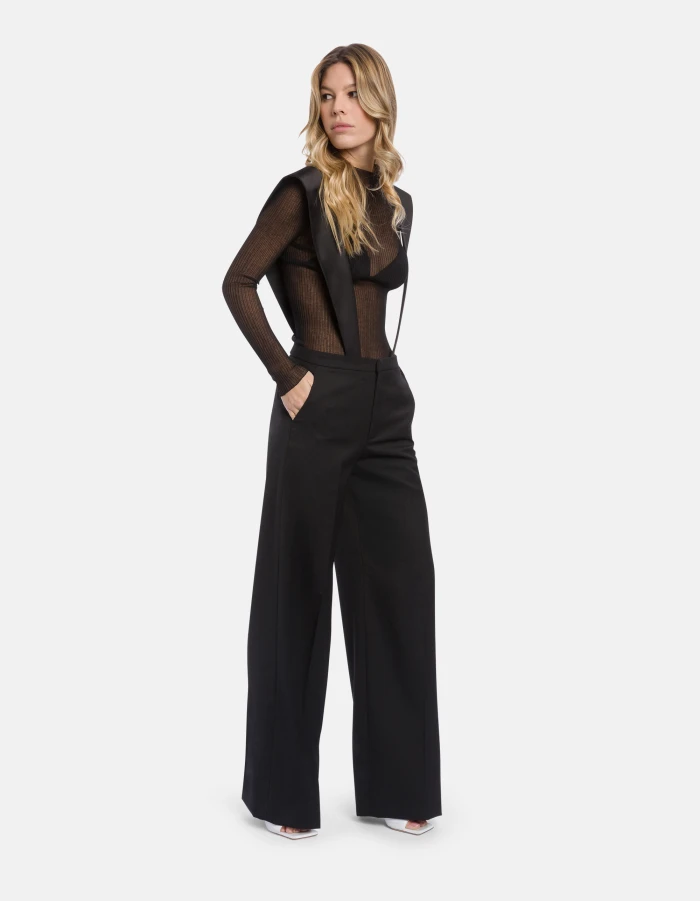 Kara wide-leg trousers in wool-blend gabardine