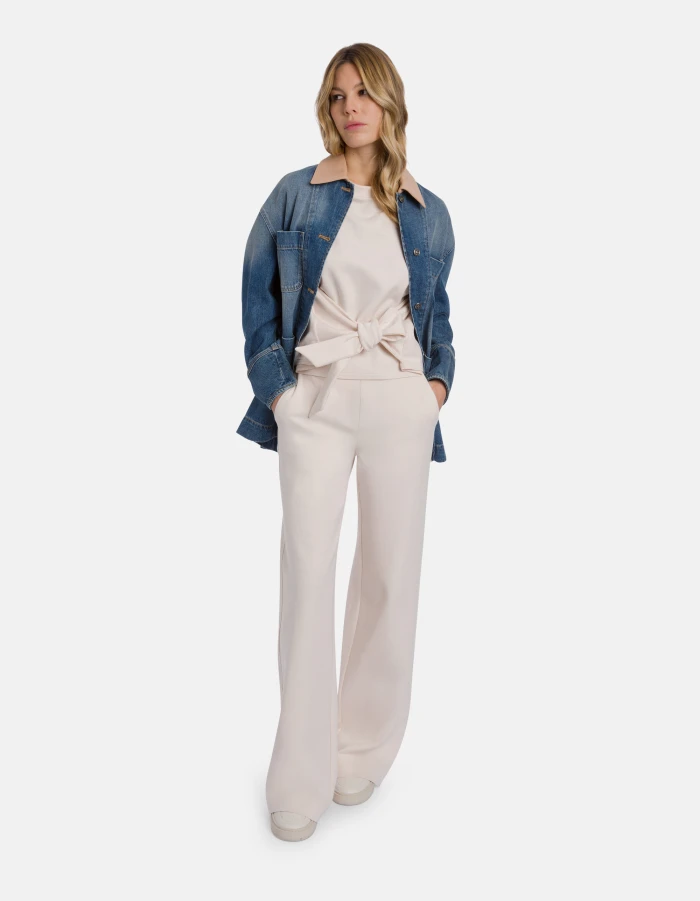Wide-leg double jersey trousers