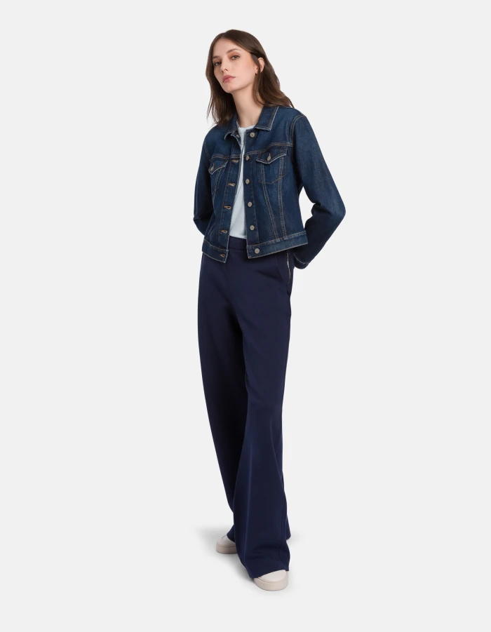 Wide-leg double jersey trousers