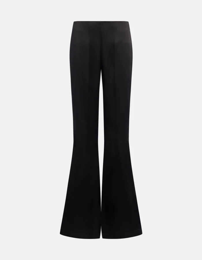 Matilda skinny-fit bootcut trousers in silk-blend satin
