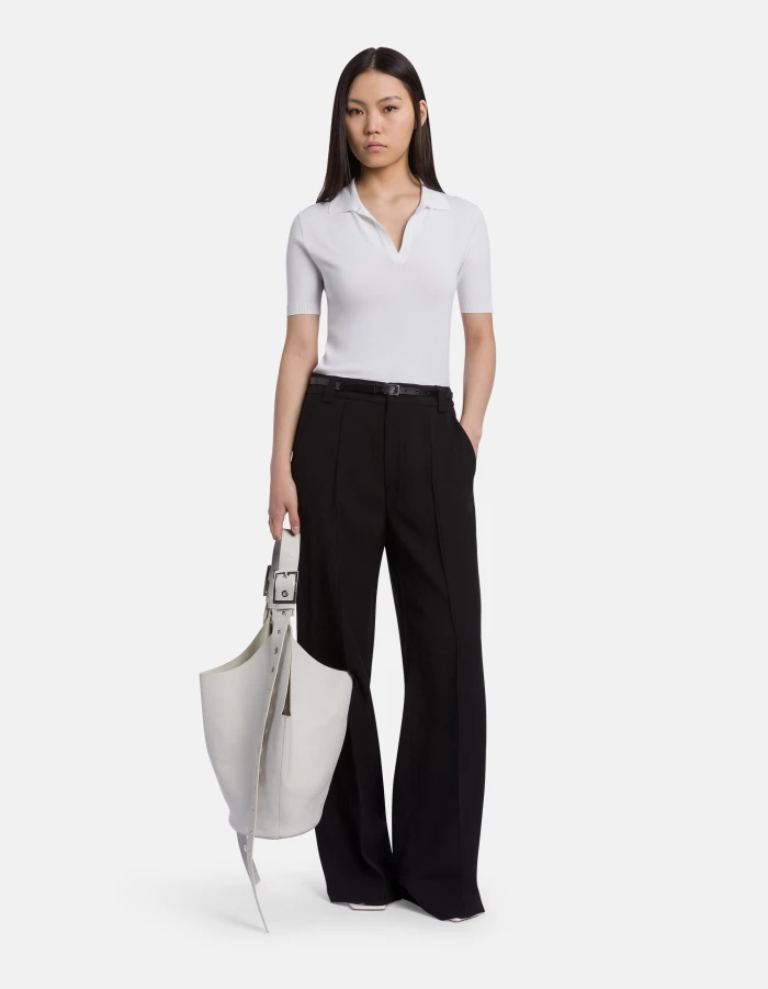 Abby wide-leg trousers in viscose gabardine