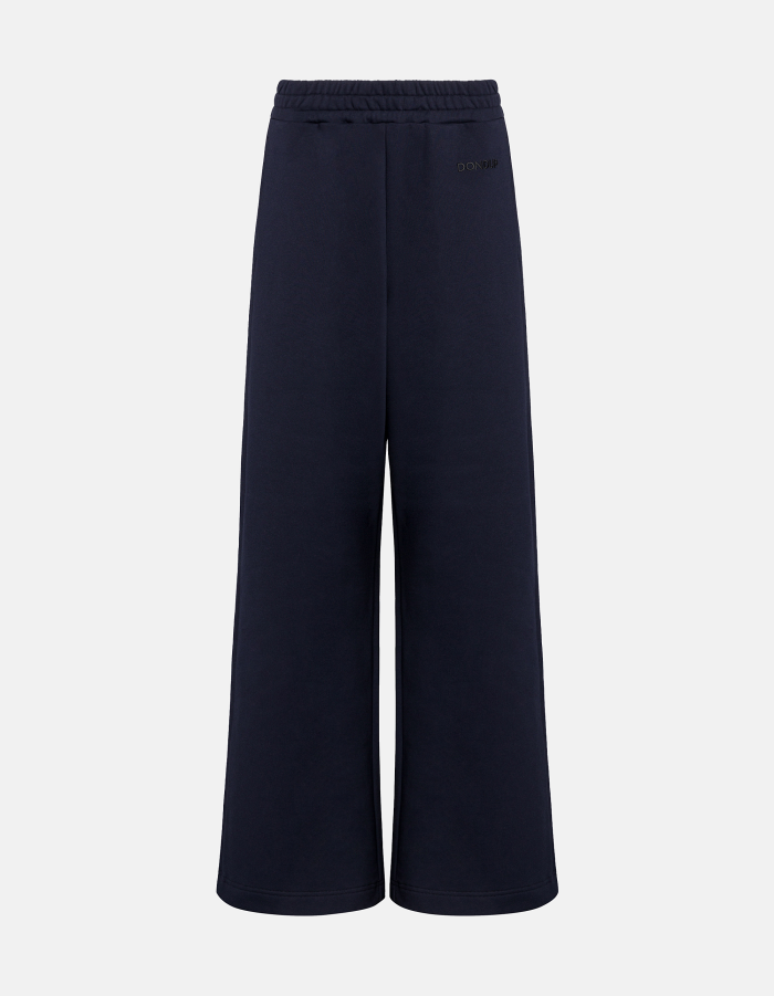 Wide leg trousers in cotton fleece