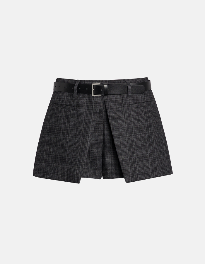 Shorts Nelly mit normaler Passform aus Glencheck-Wolle