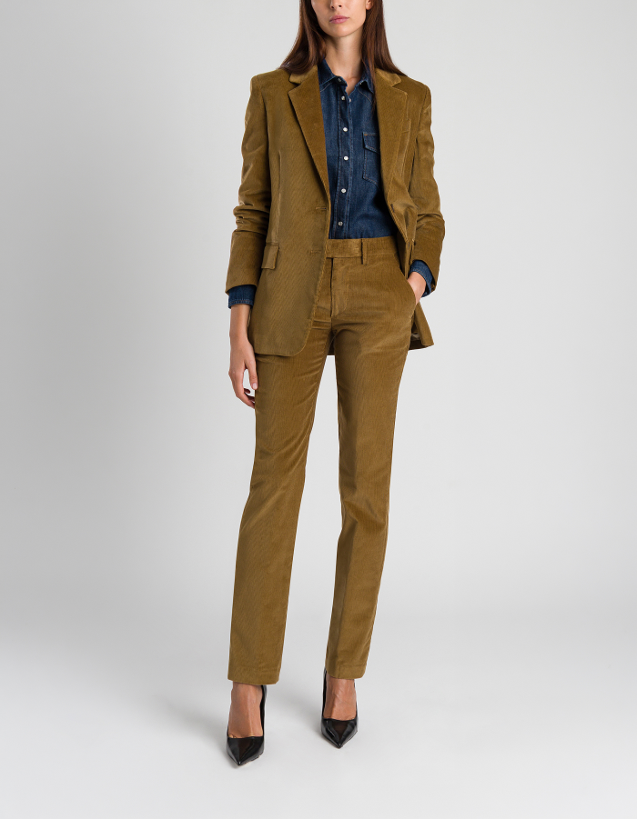 Pantaloni Eleanor regular in velluto stretch