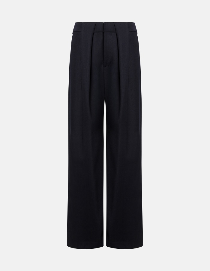 Lucia wide-leg trousers in wool-blend gabardine
