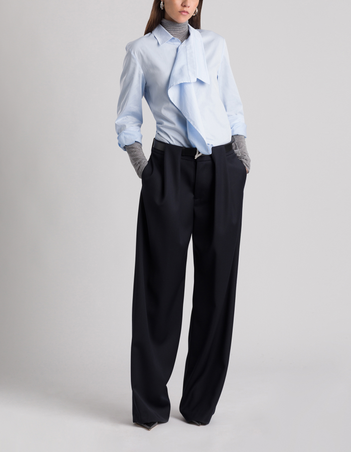 Lucia wide-leg trousers in wool-blend gabardine