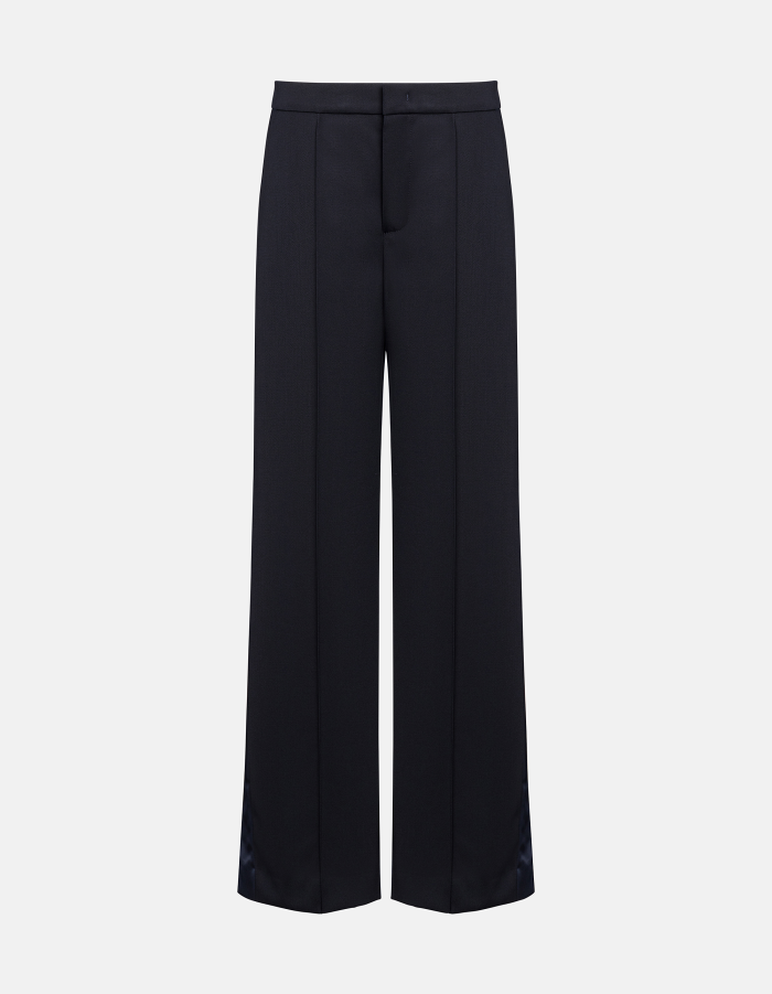 Amaya wide-leg trousers in wool-blend gabardine