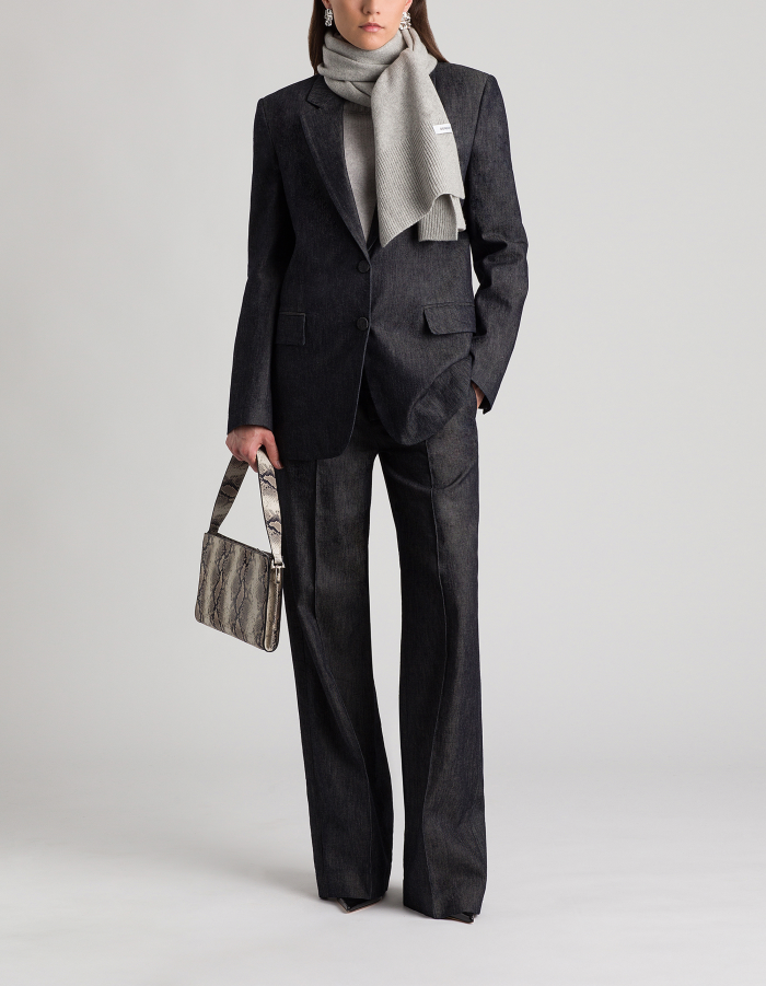 Amaya wide-leg trousers in rigid silk denim