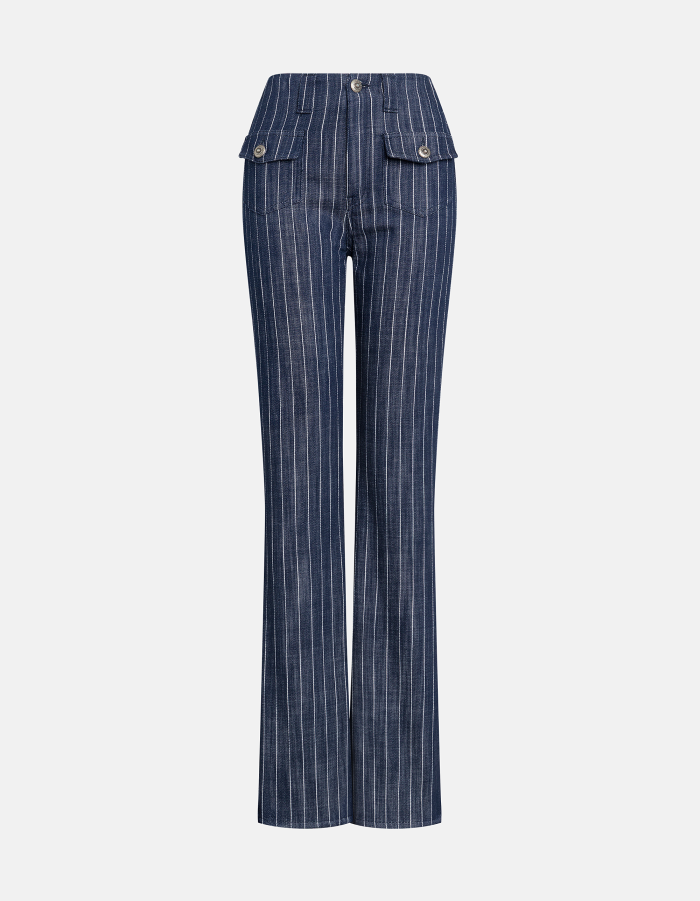 Pantaloni flare in gessato