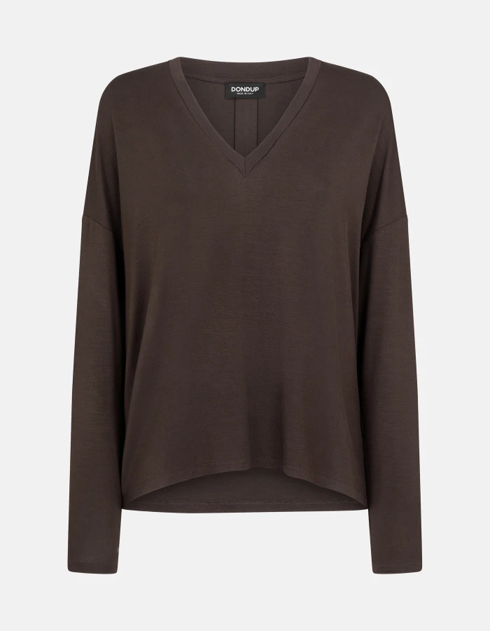 T-shirt scollo V over in viscosa