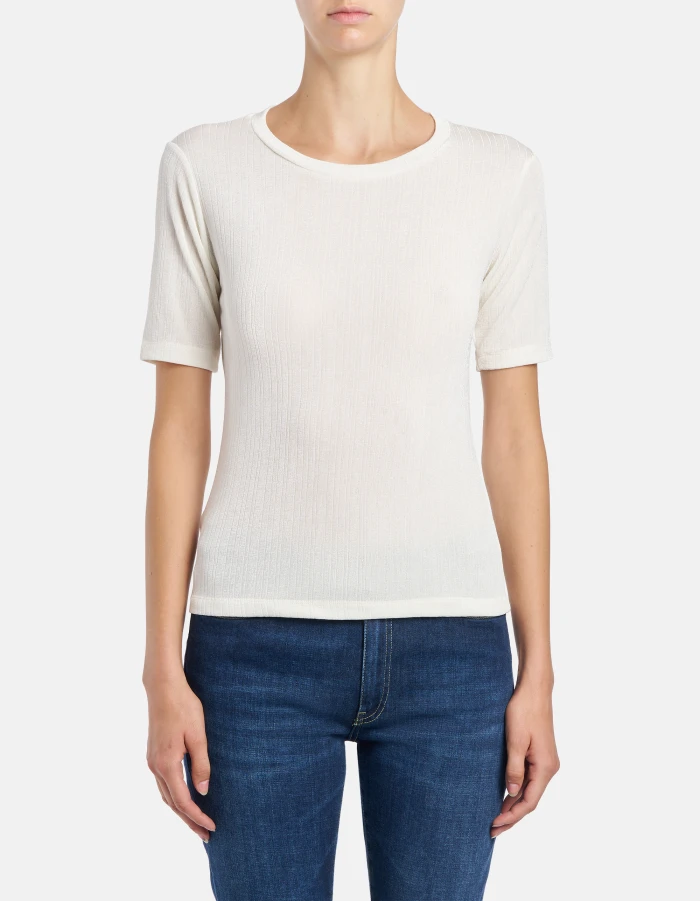 T-shirt girocollo regular in costina fluida