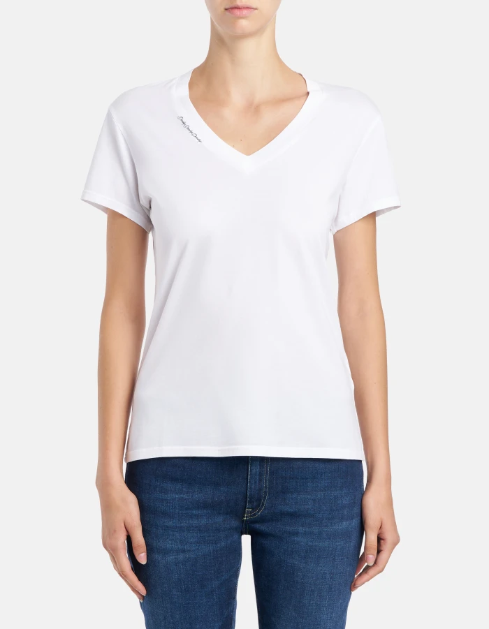 T-shirt scollo V regular in jersey