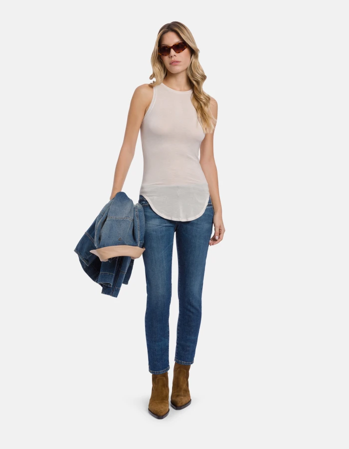 Slim-fit interlock crew-neck vest