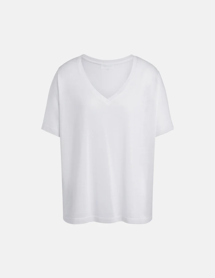 Regular-fit V-neck T-shirt in modal and silk
