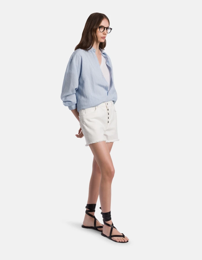 Regular-fit V-neck T-shirt in modal and silk