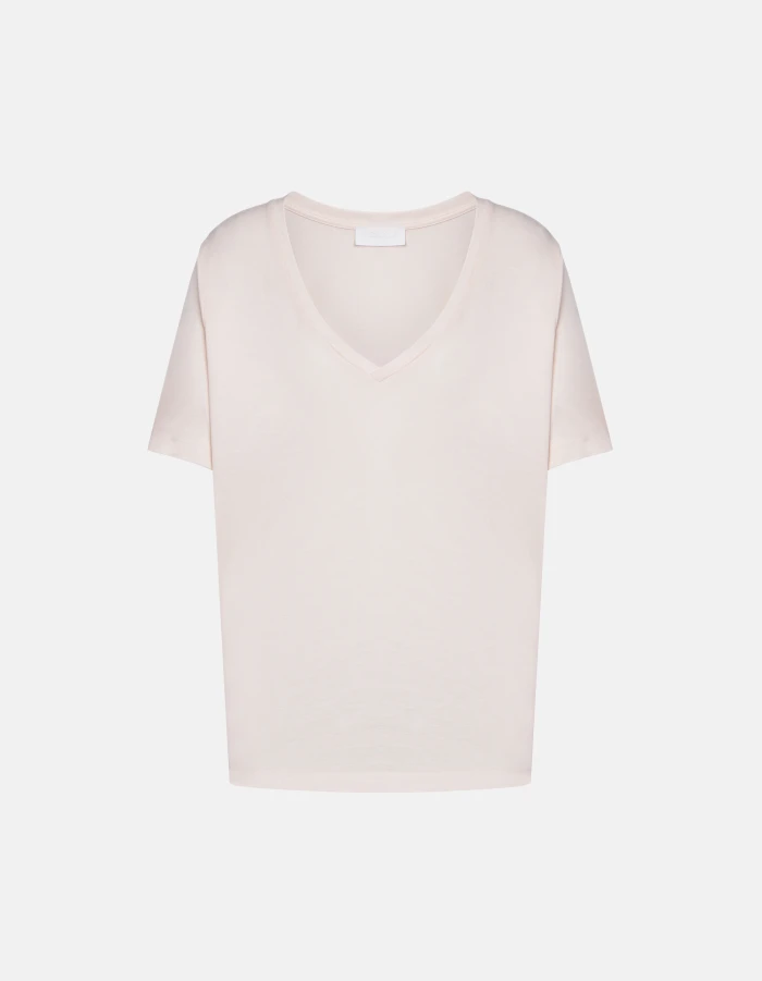 Regular-fit V-neck T-shirt in modal and silk