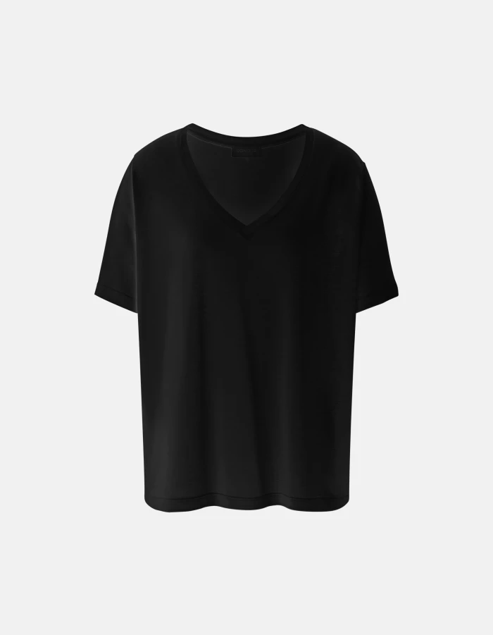 Regular-fit V-neck T-shirt in modal and silk
