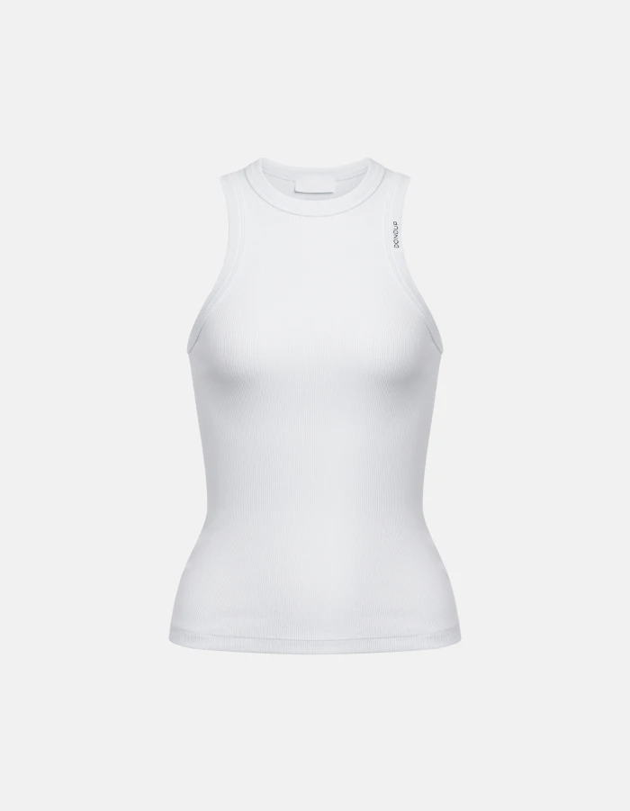 Slim-fit crew-neck in vest ribbed cotton
