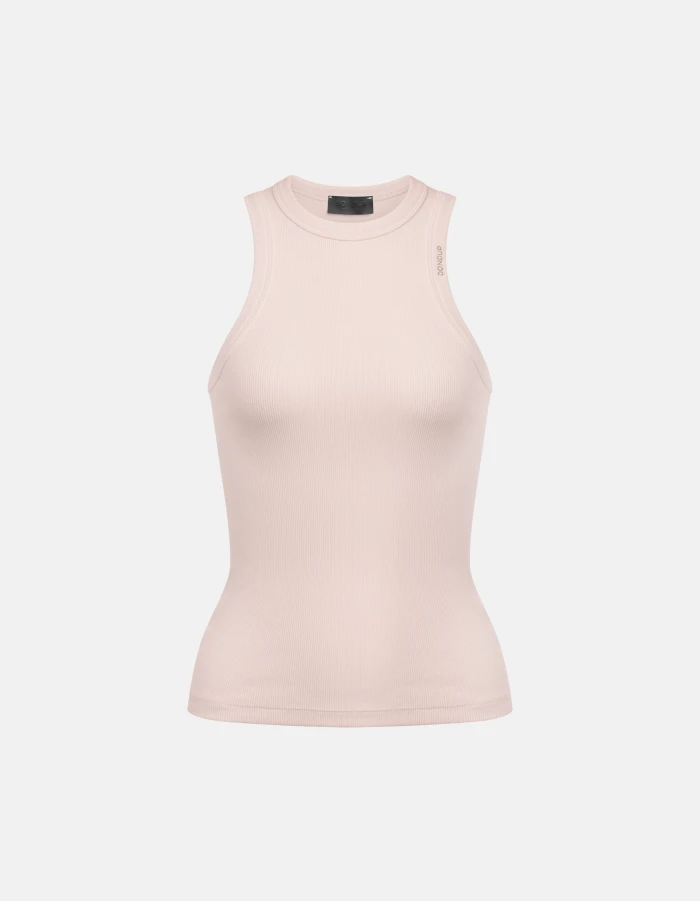 Slim-fit crew-neck in vest ribbed cotton