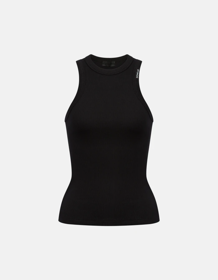 Slim-fit crew-neck in vest ribbed cotton
