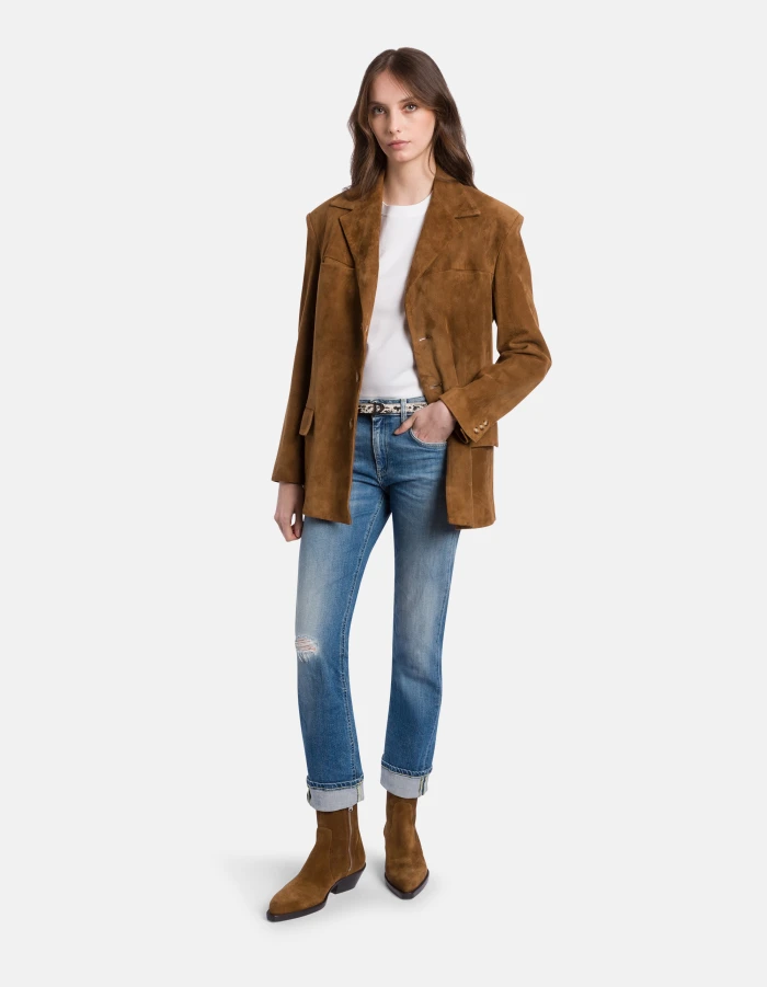 Regular-fit crew-neck T-shirt in treated jersey