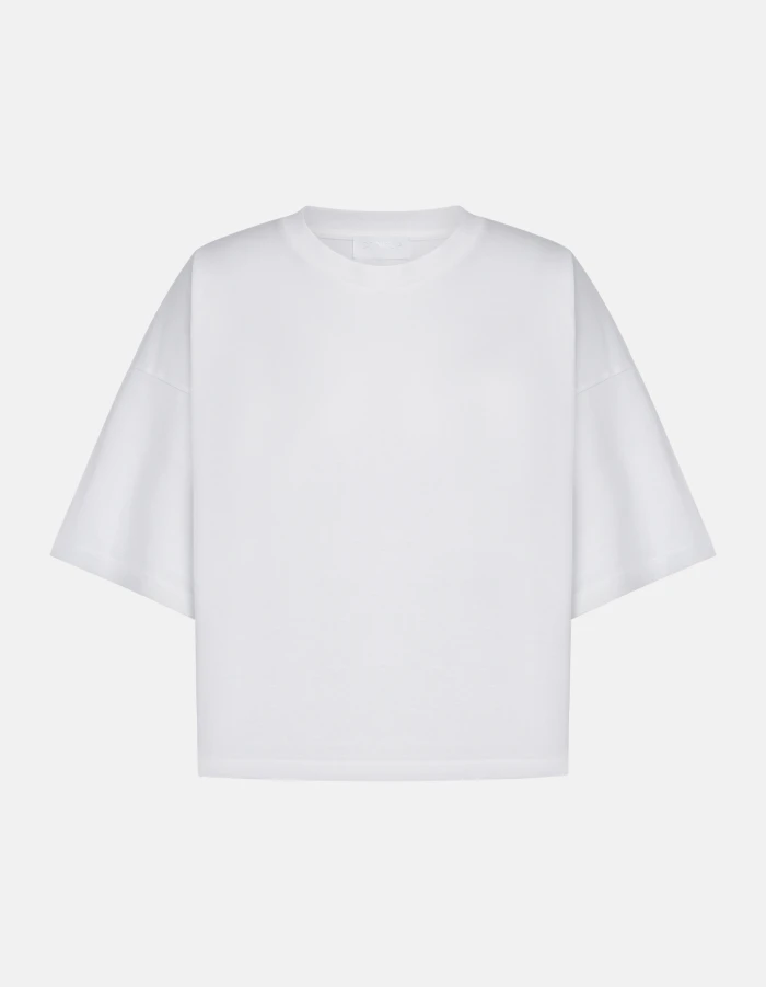 Cropped-T-Shirt aus Jersey mit Rundhalsausschnitt
