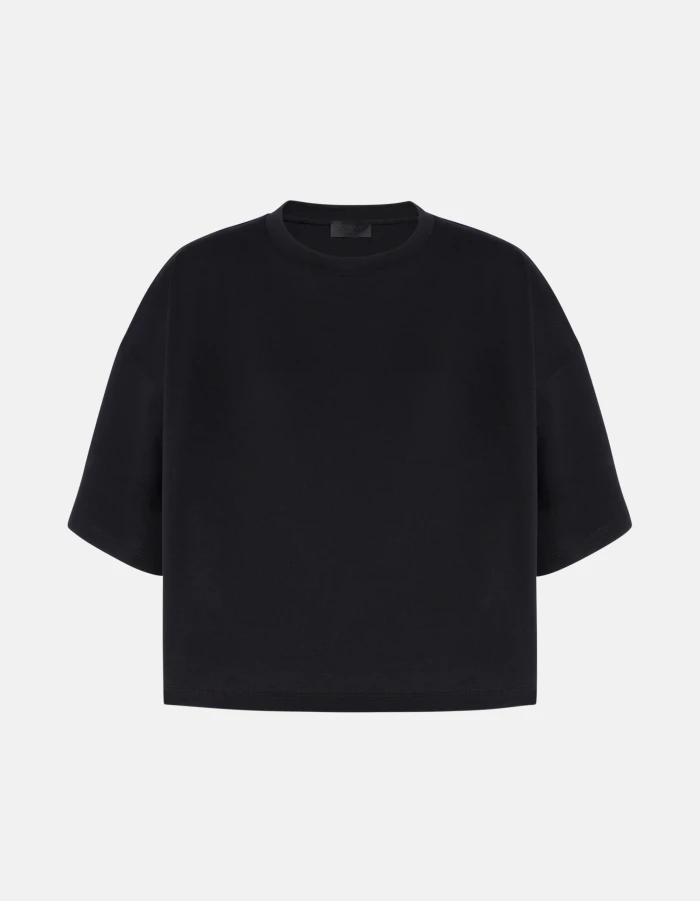 Cropped crew-neck T-shirt in jersey