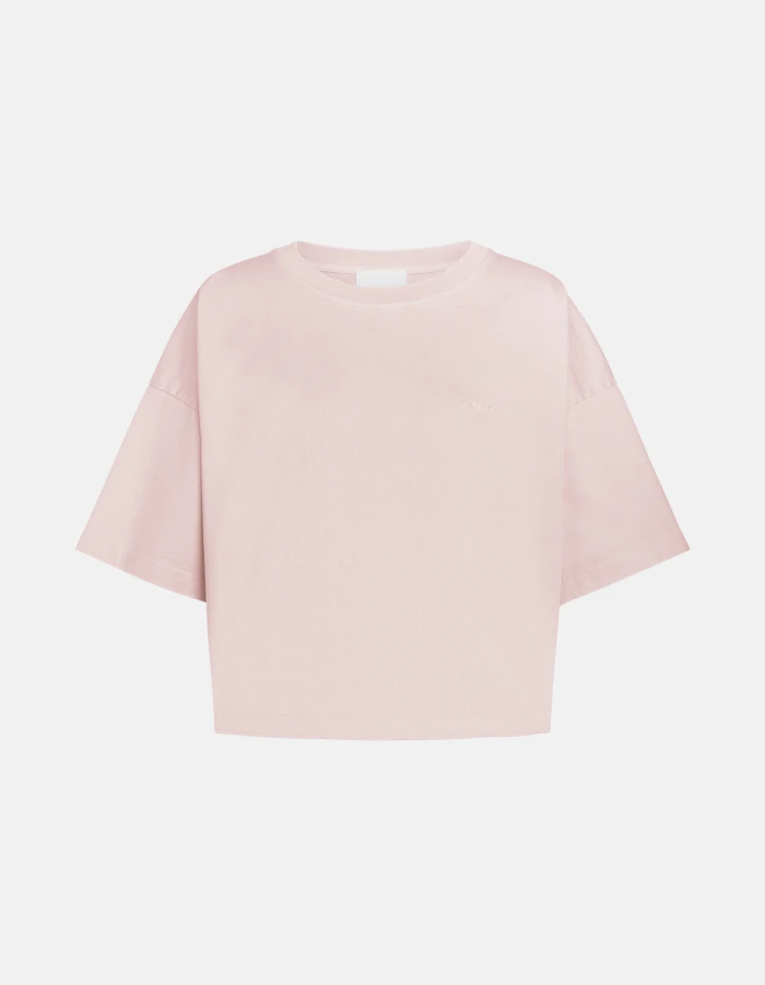 Cropped crew-neck T-shirt in treated jersey