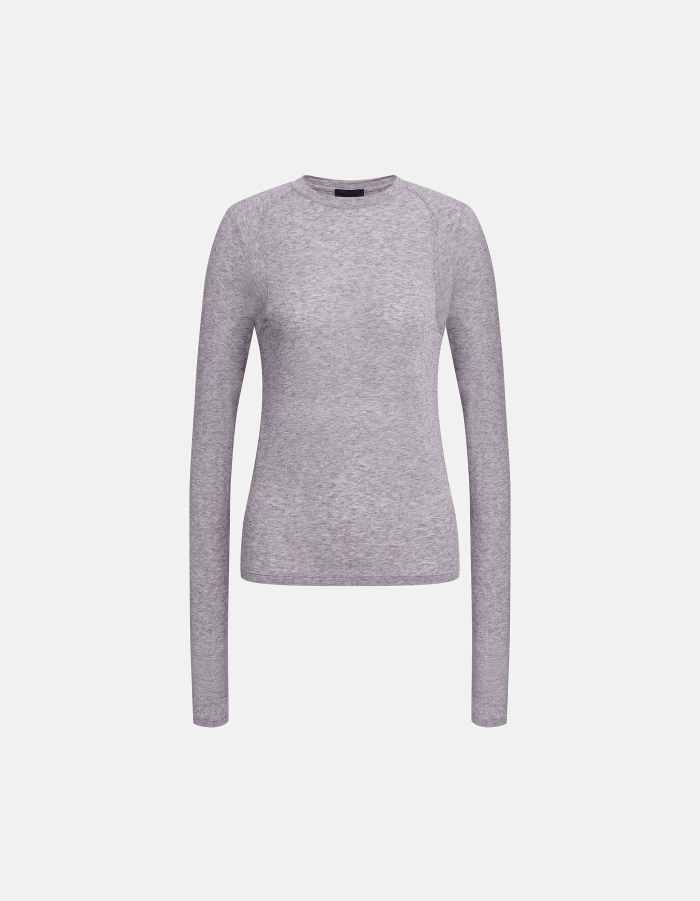 T-shirt girocollo slim in modal e lana