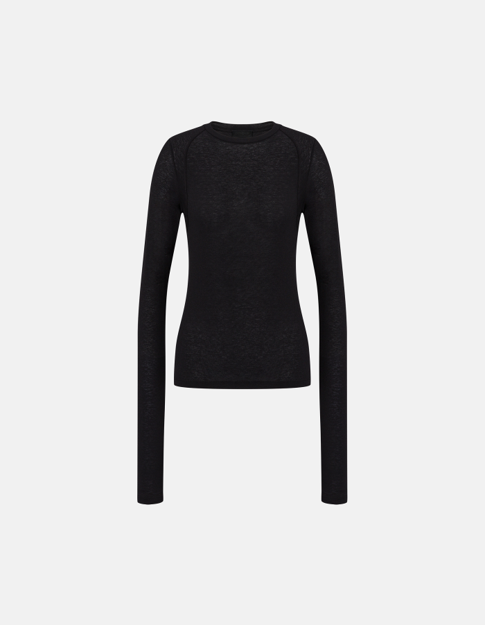 T-shirt girocollo slim in modal e lana
