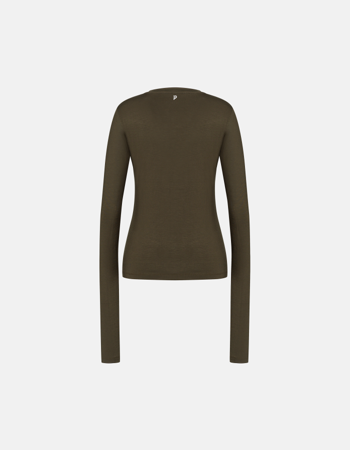 Slim-fit V-neck viscose T-shirt
