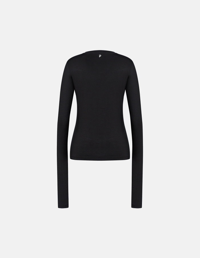Slim-fit V-neck viscose T-shirt