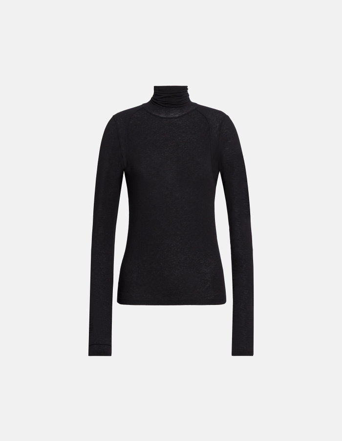 T-shirt dolcevita slim in modal e lana