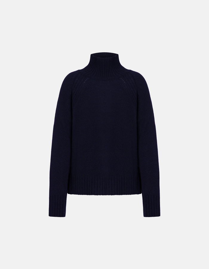 Regular-fit polo-neck jumper in wool and cashmere