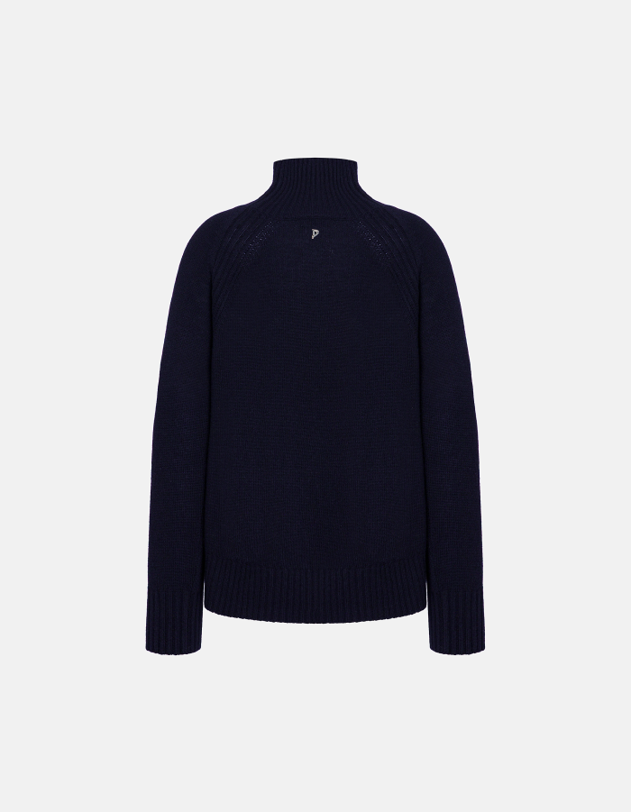 Regular-fit polo-neck jumper in wool and cashmere