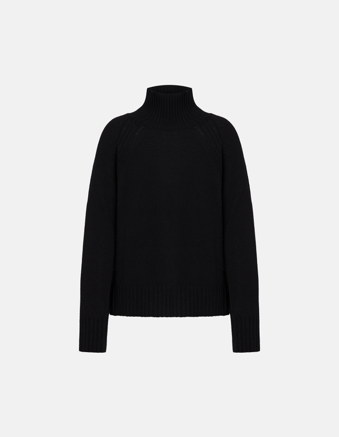 Regular-fit polo-neck jumper in wool and cashmere
