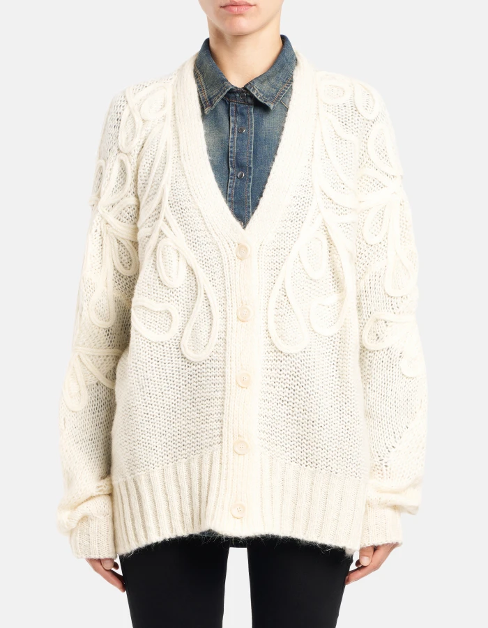Cardigan over in lana mohair