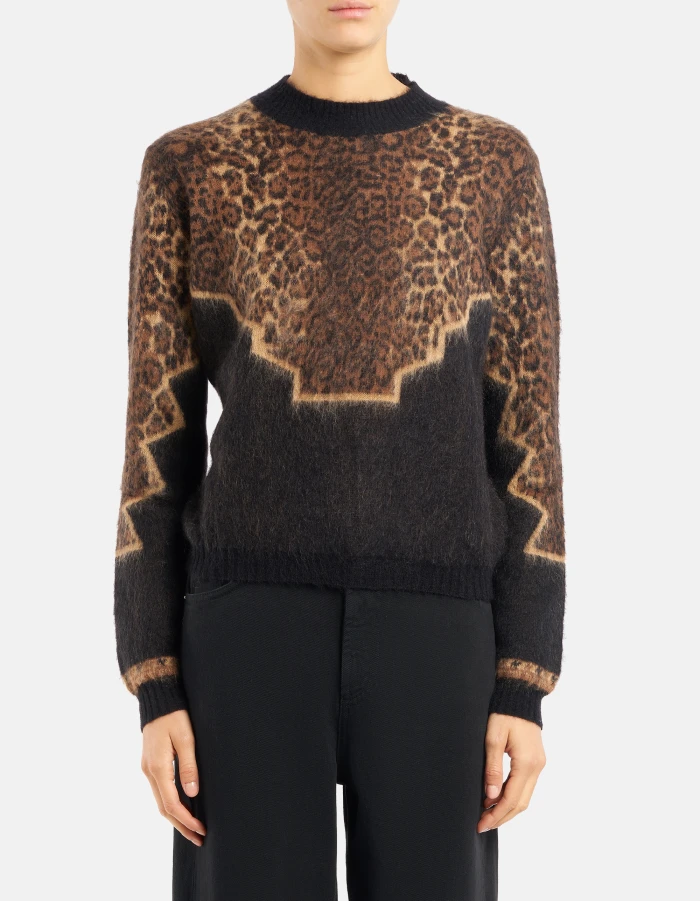 Maglia girocollo regular in mohair maculato