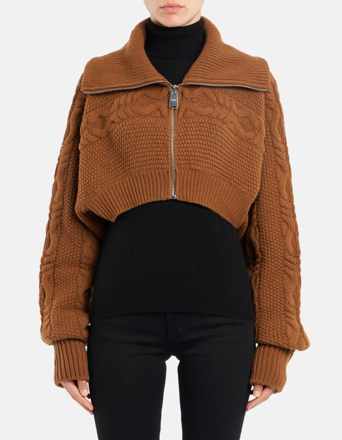 Cardigan regular in lana lavorata