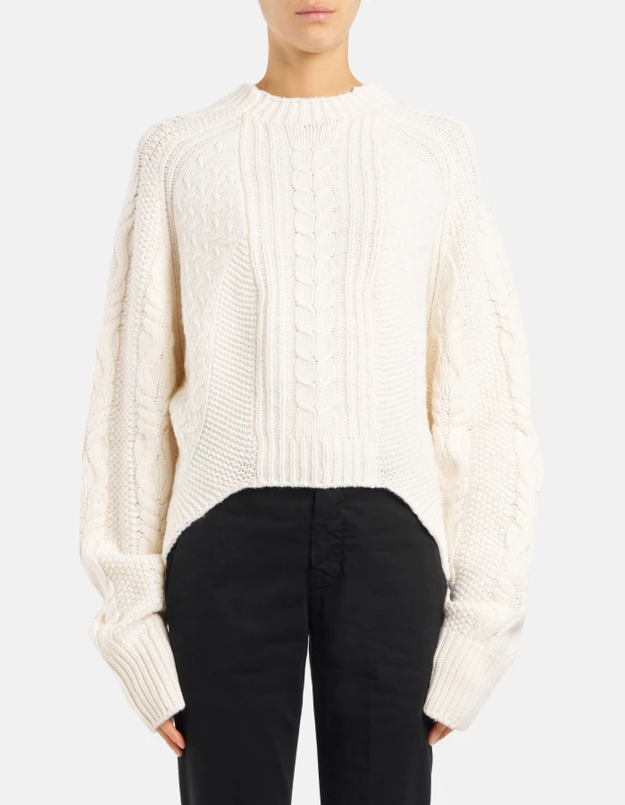 Maglia girocollo over in lana lavorata