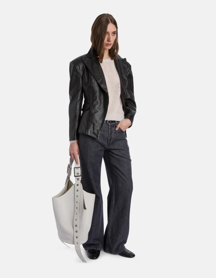 Maglia girocollo regular in misto alpaca