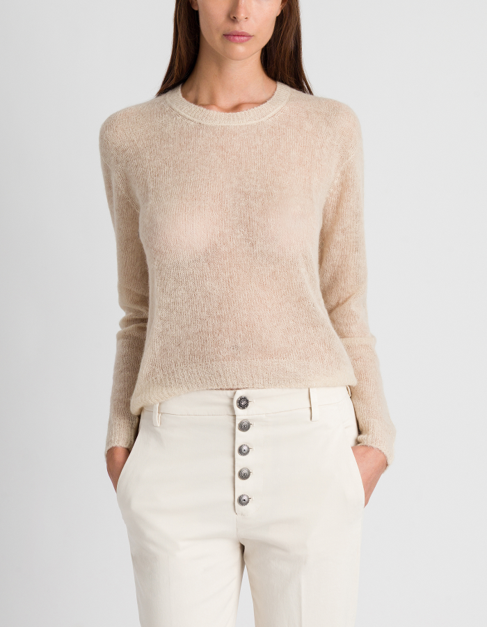 Regular-fit crew-neck jumper in alpaca wool blend