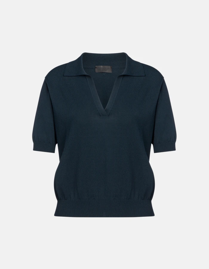 Regular-fit viscose polo shirt