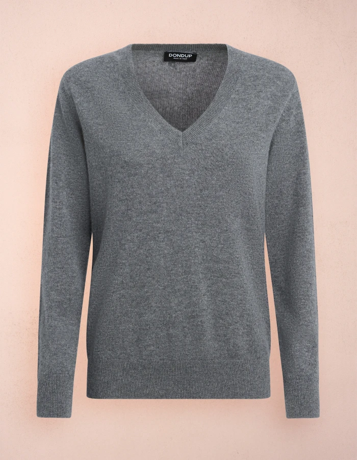 Maglia scollo V regular in lana cashmere