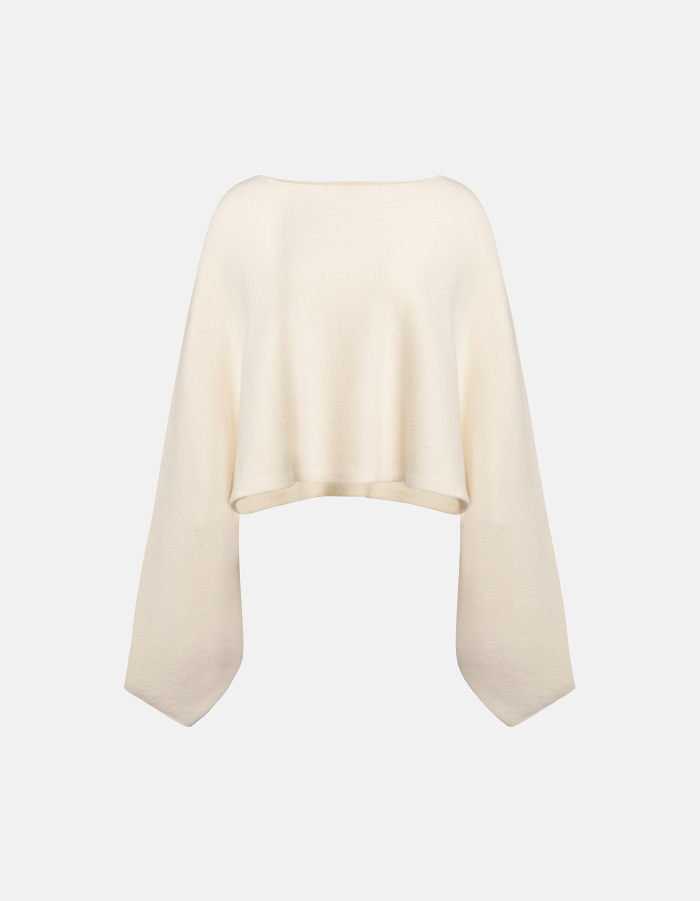 Maglia girocollo cropped in lana infeltrita