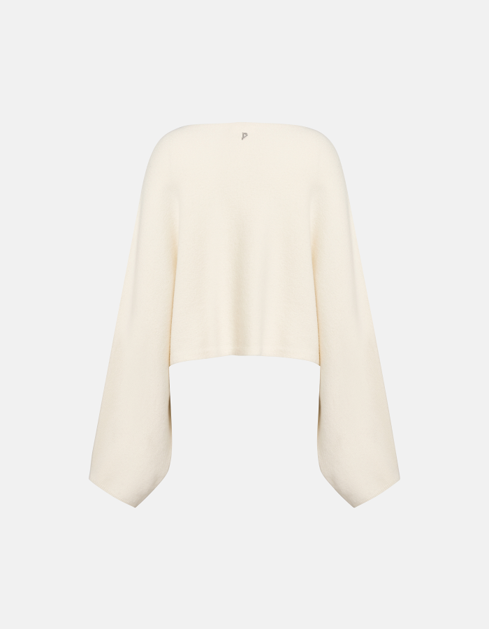 Maglia girocollo cropped in lana infeltrita