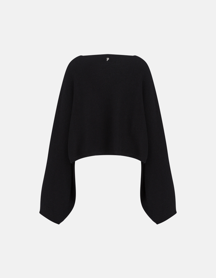 Maglia girocollo cropped in lana infeltrita